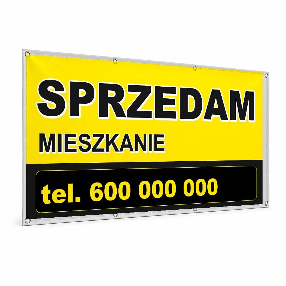 Baner reklamowy – Sprzedam mieszkanie żółty
