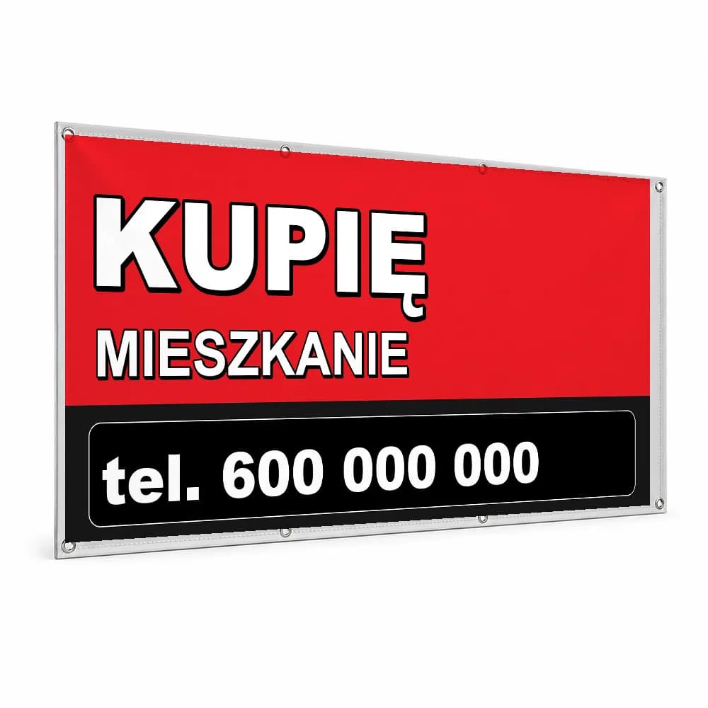 Baner reklamowy – Kupię mieszkanie czerwony