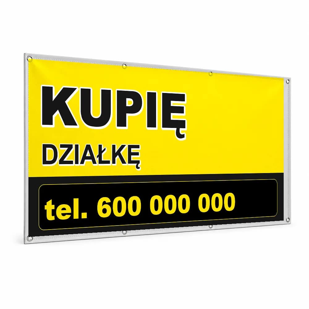Baner reklamowy – Kupię działkę żółty
