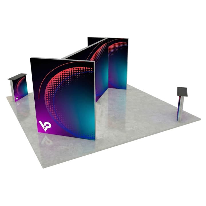 Stoisko targowe LUMIX 5x5 wyspa 25 m² - podświetlane LED, modułowe