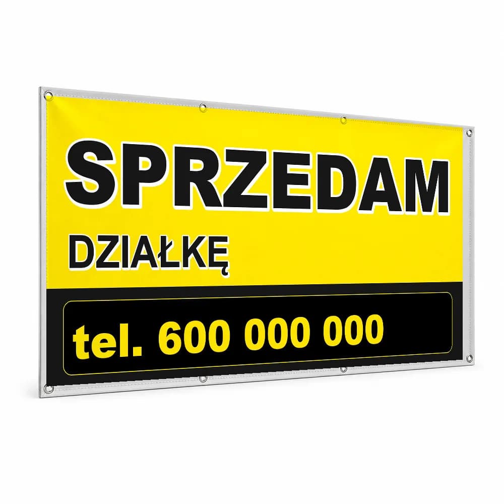 Baner reklamowy – Sprzedam działkę żółty