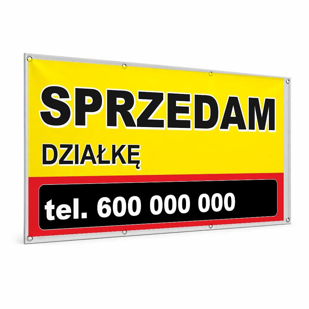 Baner reklamowy – Sprzedam działkę czerwony