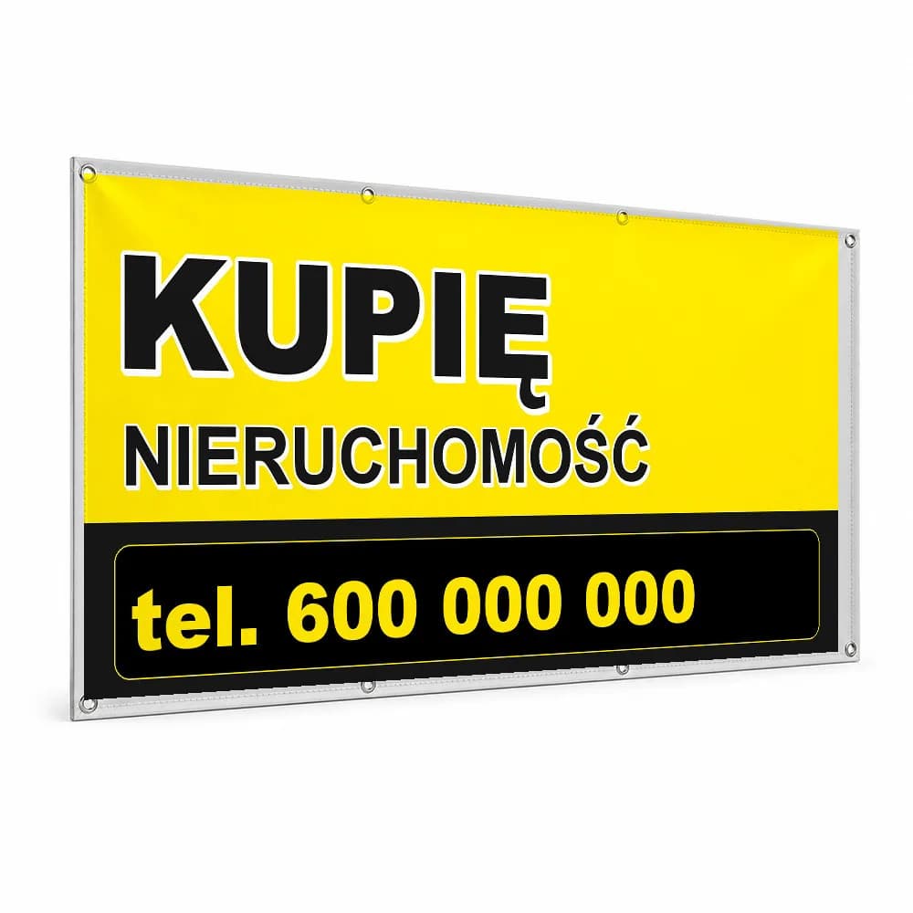 Baner reklamowy – Kupię nieruchomość żółty