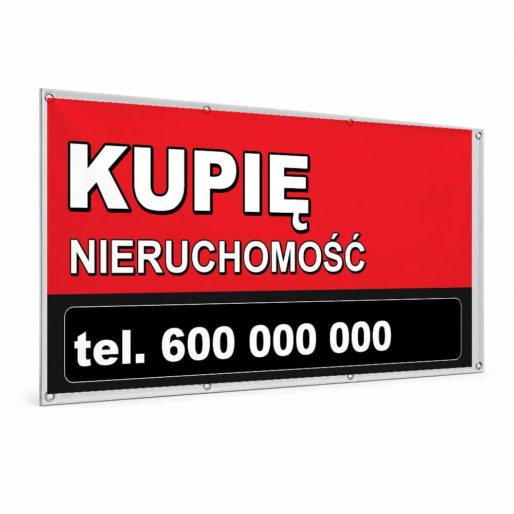 Baner reklamowy – Kupię nieruchomość czerwony