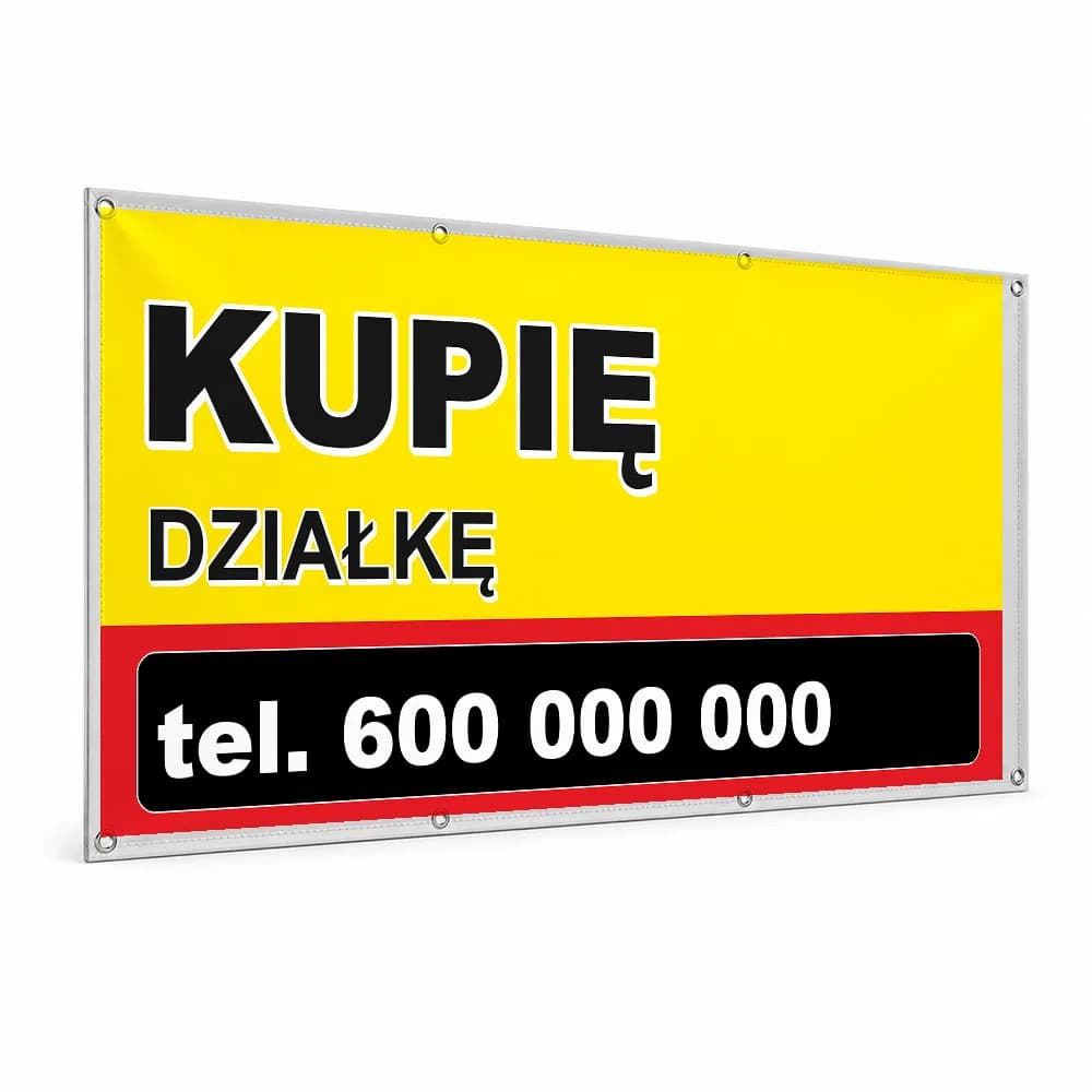 Baner reklamowy – Kupię działkę czerwony