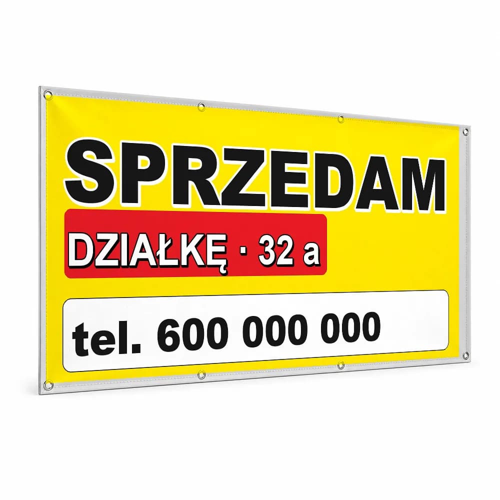 Baner reklamowy – Sprzedam działkę czerwony pas
